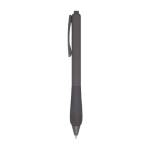 Recycled plastic pen with rubberized body, blue ink taupe grey colour