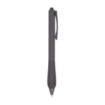 Recycled plastic pen with rubberized body, blue ink taupe grey colour