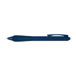 Recycled plastic pen with rubberized body, blue ink