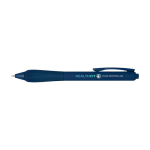 Recycled plastic pen with rubberized body, blue ink