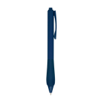 Recycled plastic pen with rubberized body, blue ink