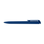 Recycled plastic pen with stainless steel tip, blue ink blue colour