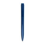 Recycled plastic pen with stainless steel tip, blue ink blue colour