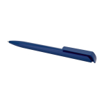 Recycled plastic pen with stainless steel tip, blue ink blue colour