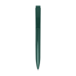 Recycled plastic pen with stainless steel tip, blue ink dark green colour