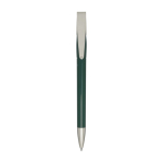 Pen with recycled plastic body and clip, blue ink dark green colour