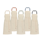 Recycled cotton apron with colored neck strap, 200 g/m² black colour