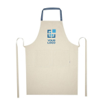 Recycled cotton apron with colored neck strap, 200 g/m²