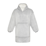 Polyester flannel hooded blanket with front pocket grey colour