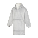 Polyester flannel hooded blanket with front pocket grey colour