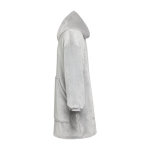 Polyester flannel hooded blanket with front pocket grey colour