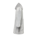 Polyester flannel hooded blanket with front pocket grey colour