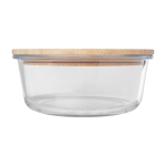 Borosilicate glass salad bowl with bamboo lid, 750 ml natural colour