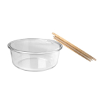 Borosilicate glass salad bowl with bamboo lid, 750 ml natural colour