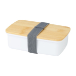 Recycled plastic lunchbox with bamboo lid, 500 ml white colour