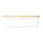 Recycled plastic lunchbox with bamboo lid, 500 ml white colour