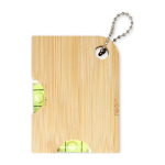 Bamboo bottle opener keyring with leveler natural colour