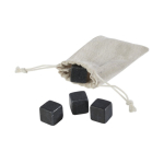 Set of 4 reusable stone ice cubes in a linen bag natural colour