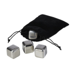 Set of 4 reusable stainless steel ice cubes silver colour