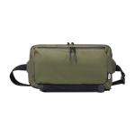 Recycled polyester crossbody bag with mesh compartments green colour