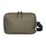 900D recycled polyester toiletry bag with main compartment green colour