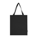 Recycled cotton shopping bag with long handles, 140 g/m² black colour