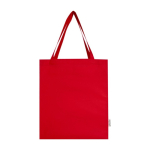 Recycled cotton shopping bag with long handles, 140 g/m² red colour