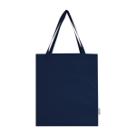 Recycled cotton shopping bag with long handles, 140 g/m² navy-blue colour