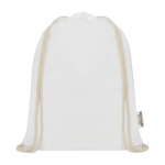 Durable recycled cotton drawstring bag, 140 g/m² white colour