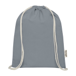 Durable recycled cotton drawstring bag, 140 g/m² grey colour