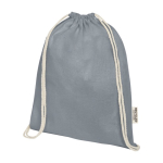 Durable recycled cotton drawstring bag, 140 g/m² grey colour