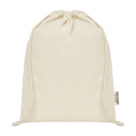 Durable recycled cotton drawstring bag, 140 g/m² natural colour