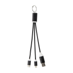 4-in-1 charging cable with keyring made of recycled aluminium black colour