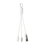 4-in-1 charging cable with keyring made of recycled aluminium silver colour