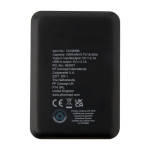 Slim and stylish recycled plastic power bank, 5,000 mAh black colour