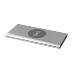 Wireless recycled aluminium power bank, 8,000 mAh silver colour