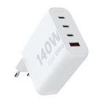 Charger plug with 4 ports and maximum power of 140W white colour