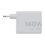 Charger plug with 4 ports and maximum power of 140W white colour