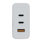 Recycled plastic charger plug with 3 ports, 100W white colour