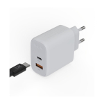 Charger plug with 2 USB ports and 67W power white colour