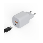 Recycled plastic charger plug with 2 ports, 35W white colour