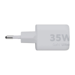 Recycled plastic charger plug with 2 ports, 35W white colour