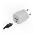 Recycled plastic charger plug with 2 ports, 20W white colour