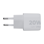 Recycled plastic charger plug with 2 ports, 20W white colour