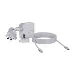 67W charger plug with EU, UK, and US variants white colour