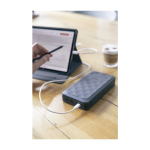 Recycled plastic power bank with multiple connections, 20,000 mAh black colour