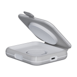 Foldable magnetic 2-in-1 wireless travel charger, 15W grey colour