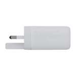 British plug charger made of recycled plastic, 67W white colour