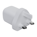 Wall charger with British plug and two connection ports, 35W white colour