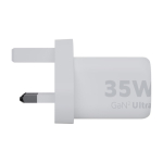 Wall charger with British plug and two connection ports, 35W white colour